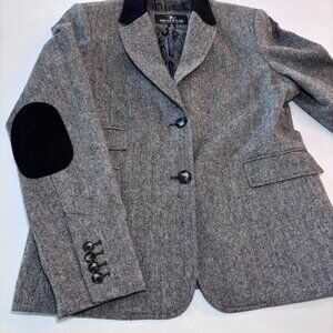 Braefair Gray Tweed Blazer Size 10 Equestrian Style Elbow Patch